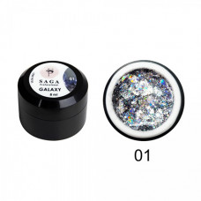 Гель для дизайна Saga Professional GALAXY Glitter №01, 8 мл