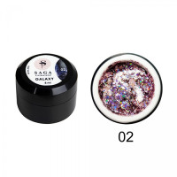 Гель для дизайна Saga Professional GALAXY Glitter №02, 8 мл