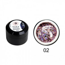 Гель для дизайна Saga Professional GALAXY Glitter №02, 8 мл